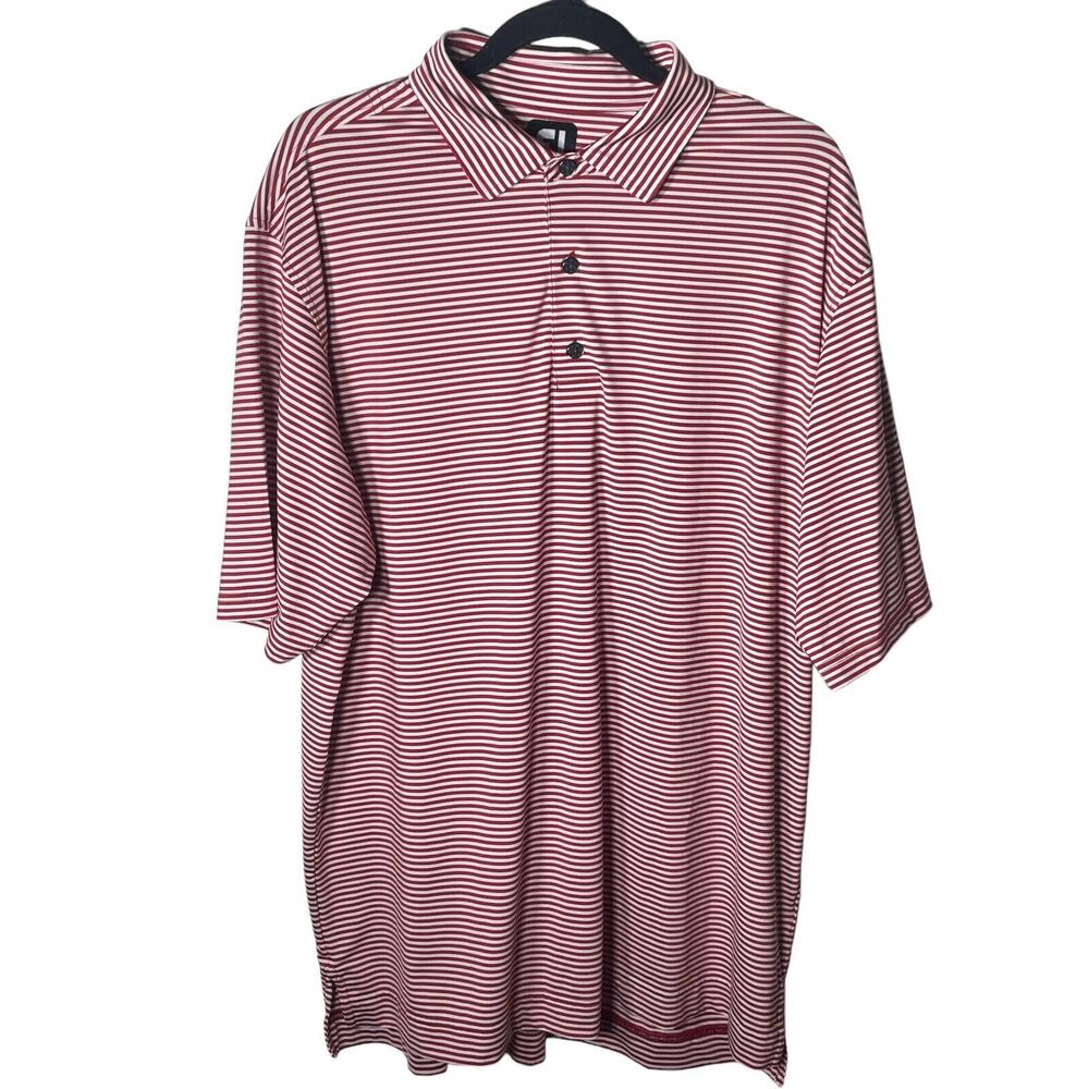 FootJoy Men's red and white striped short sleeve golf polo shirt Large XL